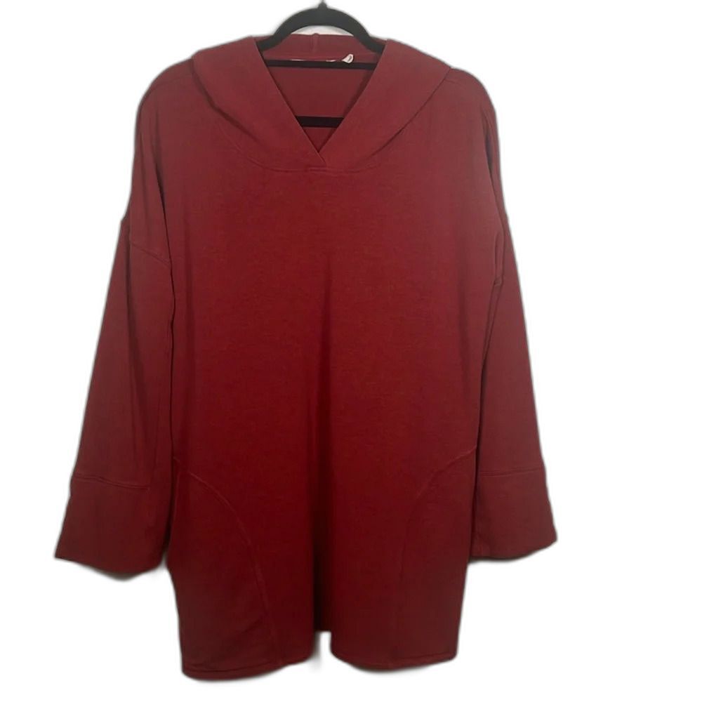 Soft Surroundings Red Long Sleeve Pullover Hoodie Size Large
